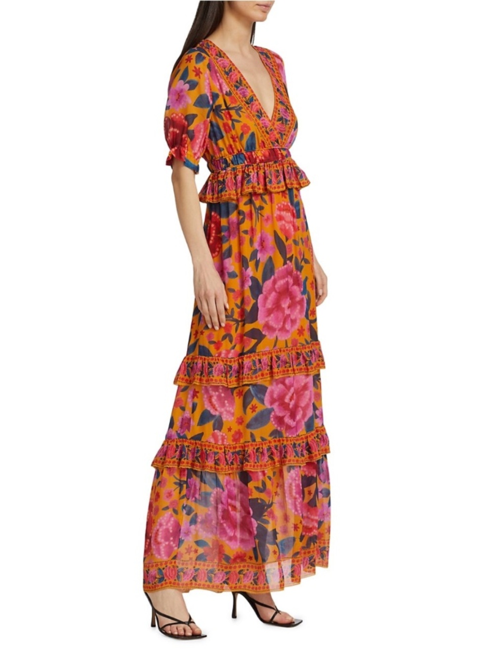 NEW Farm Rio Floral Dream Maxi Dress Floral Dream Yellow Small - Picture 7 of 16